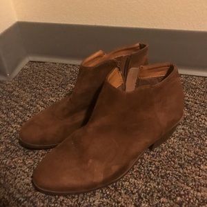 Brown wedge ankle booties